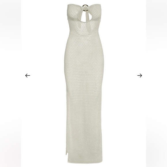 MONTEGO BANDEAU DRESS - IVORY LUREX LACE CROCHET Size P - Picture 4 of 12